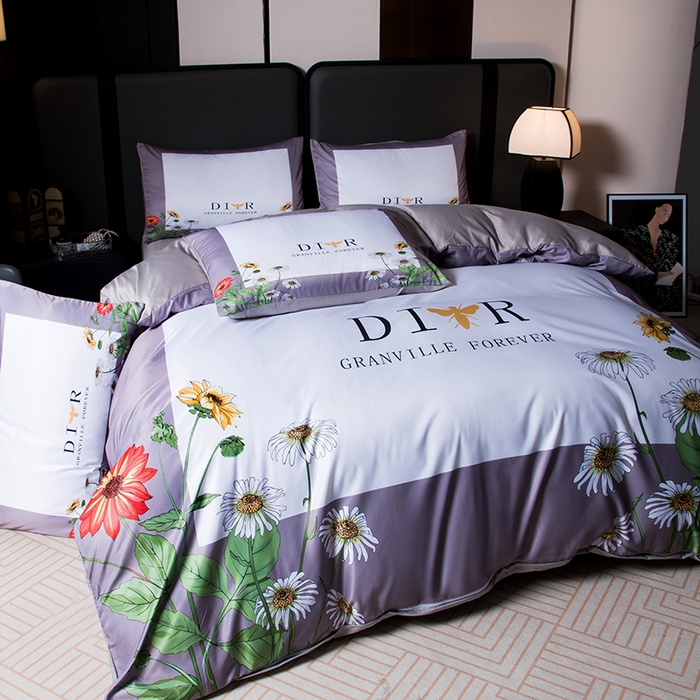 91家纺网 家纺一手货源 找家纺 色鬼布艺高端家居主号 2026春夏新款外贸跨境欧美轻奢潮牌水洗真丝四件套印花四件套 花园