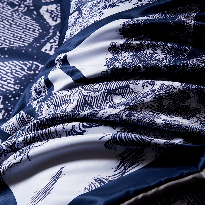 91家纺网 家纺一手货源 找家纺 色鬼布艺高端家居主号 2026春夏新款外贸跨境欧美轻奢潮牌水洗真丝四件套印花四件套 蓝森林