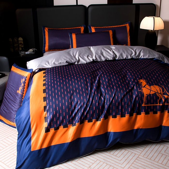 91家纺网 家纺一手货源 找家纺 色鬼布艺高端家居主号 2026春夏新款外贸跨境欧美轻奢潮牌水洗真丝四件套印花四件套 马车