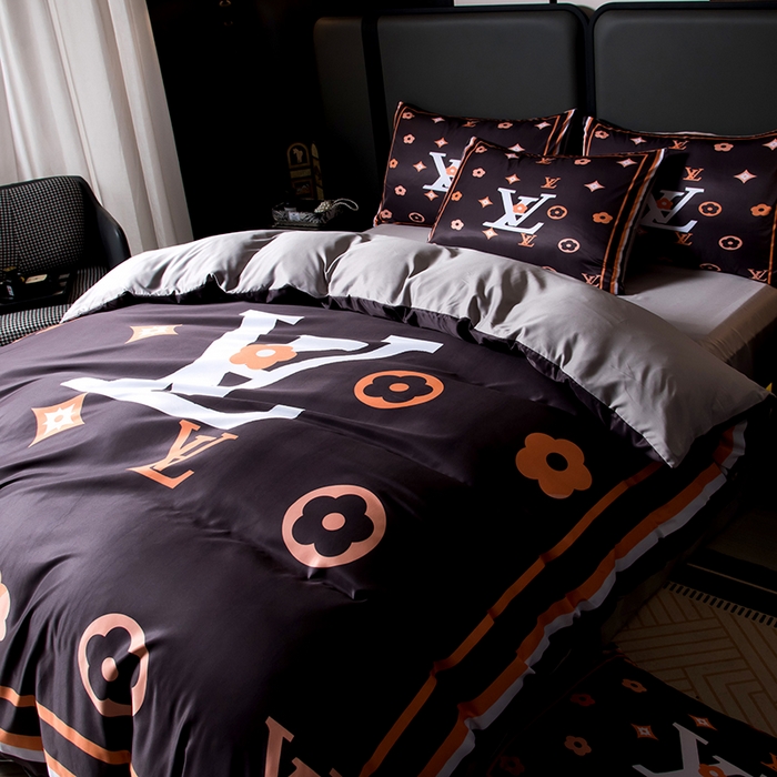 91家纺网 家纺一手货源 找家纺 色鬼布艺高端家居主号 2026春夏新款外贸跨境欧美轻奢潮牌水洗真丝四件套印花四件套 挪威咖