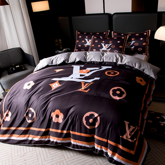 91家纺网 家纺一手货源 找家纺 色鬼布艺高端家居主号 2026春夏新款外贸跨境欧美轻奢潮牌水洗真丝四件套印花四件套 挪威咖