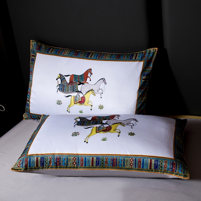 91家纺网 家纺一手货源 找家纺 色鬼布艺高端家居主号 2026春夏新款外贸跨境欧美轻奢潮牌水洗真丝四件套印花四件套 陶瓷白