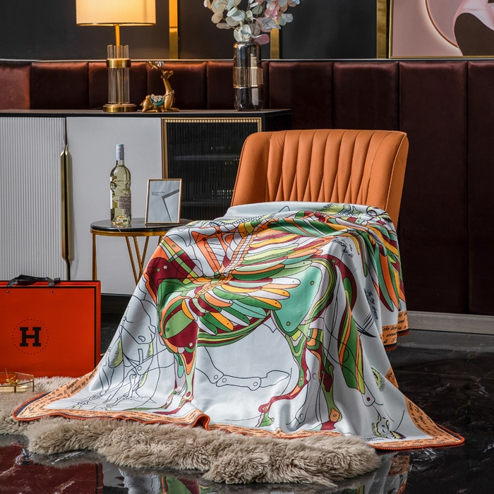 91家纺网 家纺一手货源 找家纺 色鬼布艺高端家居主号 2026新款银狐绒毯 天空马