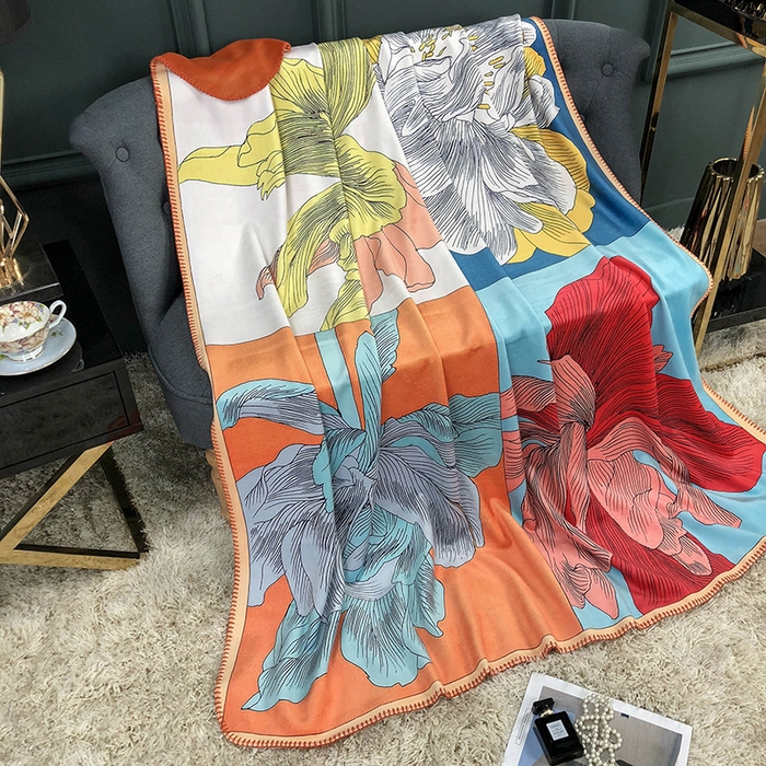 91家纺网 家纺一手货源 找家纺 色鬼布艺高端家居主号 2026新款银狐绒毯 叶子