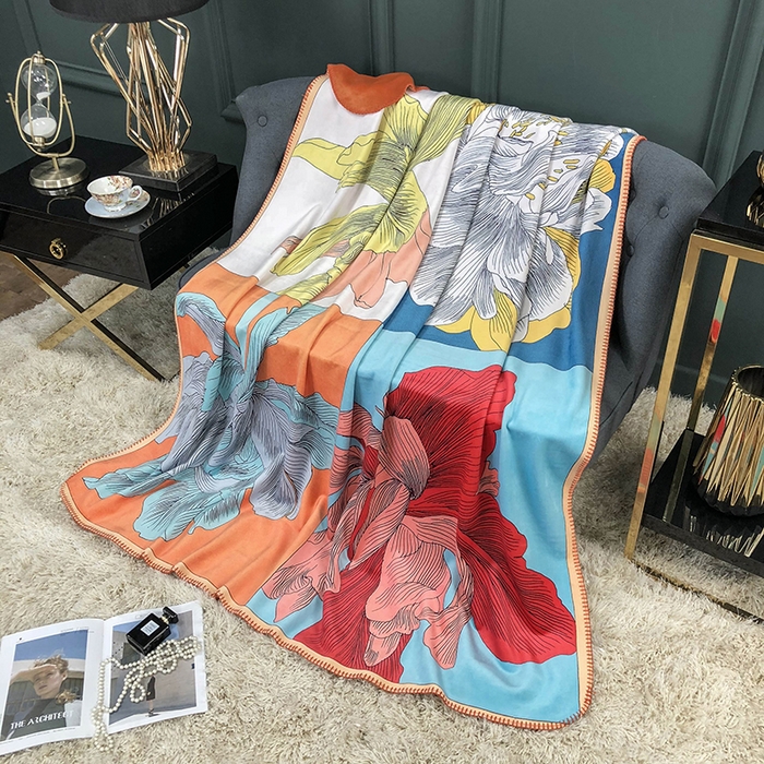 91家纺网 家纺一手货源 找家纺 色鬼布艺高端家居主号 2026新款银狐绒毯 叶子