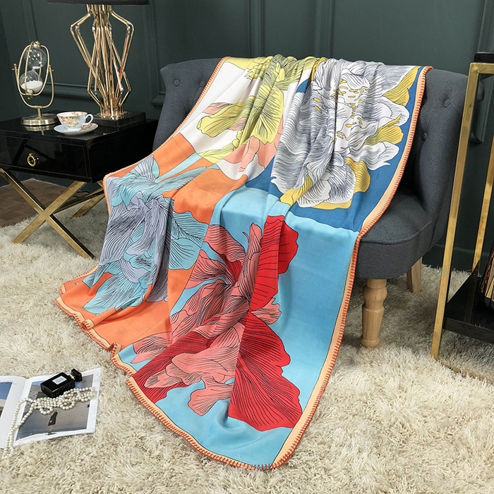 91家纺网 家纺一手货源 找家纺 色鬼布艺高端家居主号 2026新款银狐绒毯 叶子