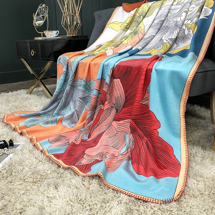 91家纺网 家纺一手货源 找家纺 色鬼布艺高端家居主号 2026新款银狐绒毯 叶子