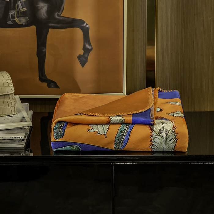 91家纺网 家纺一手货源 找家纺 色鬼布艺高端家居主号 2026新款银狐绒毯 羽毛