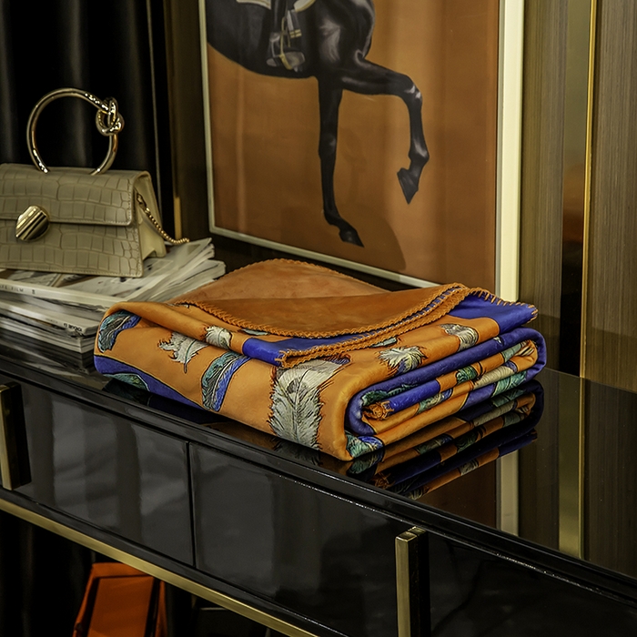 91家纺网 家纺一手货源 找家纺 色鬼布艺高端家居主号 2026新款银狐绒毯 羽毛