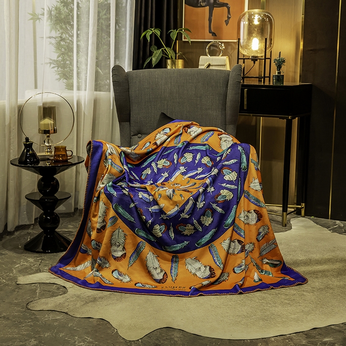 91家纺网 家纺一手货源 找家纺 色鬼布艺高端家居主号 2026新款银狐绒毯 羽毛