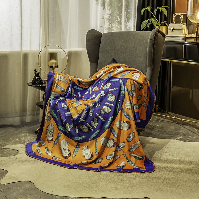 91家纺网 家纺一手货源 找家纺 色鬼布艺高端家居主号 2026新款银狐绒毯 羽毛