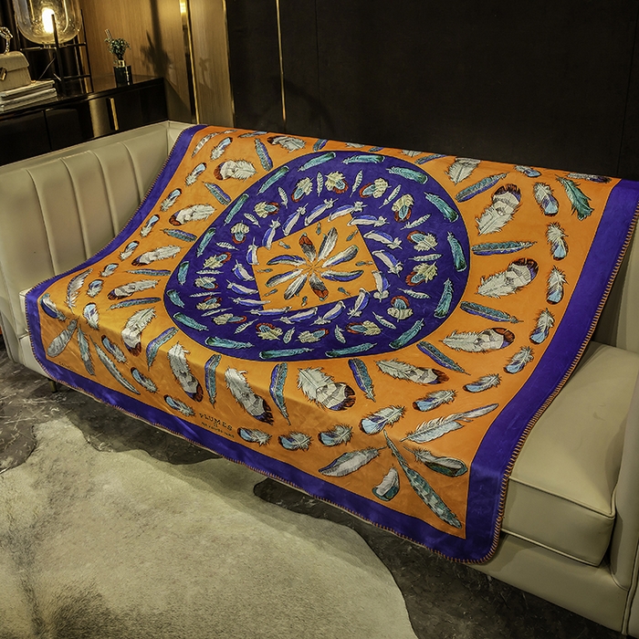 91家纺网 家纺一手货源 找家纺 色鬼布艺高端家居主号 2026新款银狐绒毯 羽毛