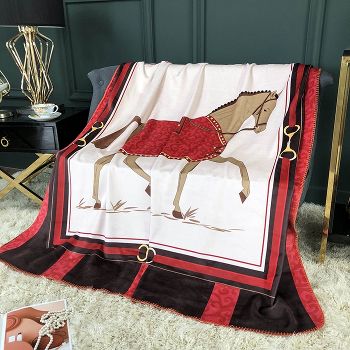 91家纺网 家纺一手货源 找家纺 色鬼布艺高端家居主号 2026新款银狐绒毯 骏马