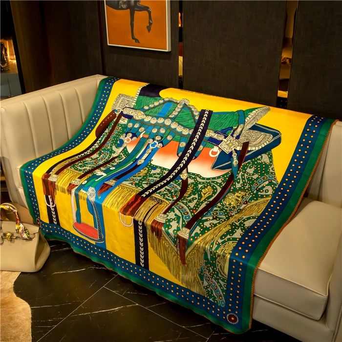 91家纺网 家纺一手货源 找家纺 色鬼布艺高端家居主号 2026新款银狐绒毯 绿马鞍