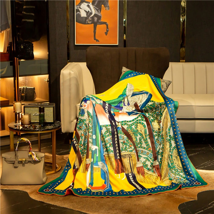 91家纺网 家纺一手货源 找家纺 色鬼布艺高端家居主号 2026新款银狐绒毯 绿马鞍