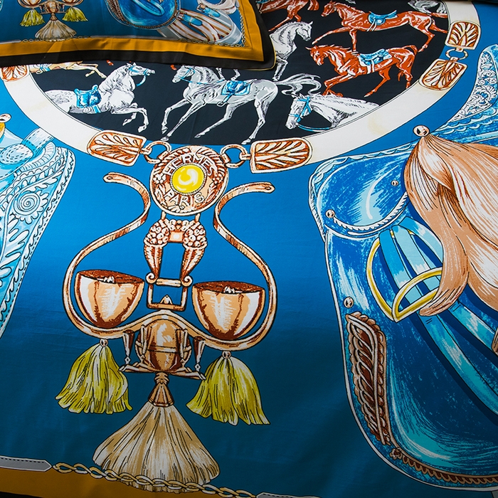 91家纺网 家纺一手货源 找家纺 色鬼布艺高端家居主号 2026新款外贸跨境欧美轻奢100支长绒棉纯棉印花四件套 皇家马