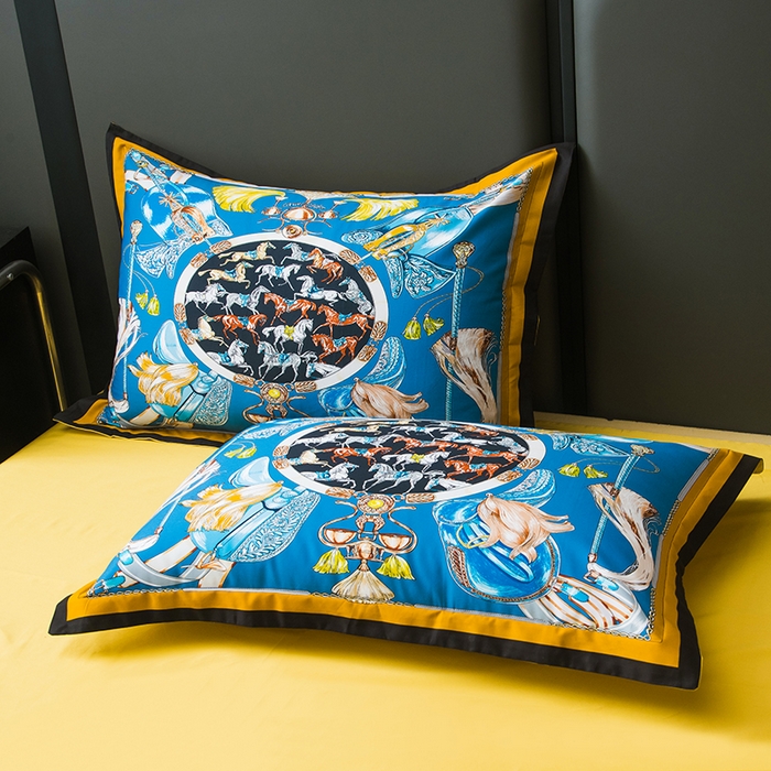 91家纺网 家纺一手货源 找家纺 色鬼布艺高端家居主号 2026新款外贸跨境欧美轻奢100支长绒棉纯棉印花四件套 皇家马