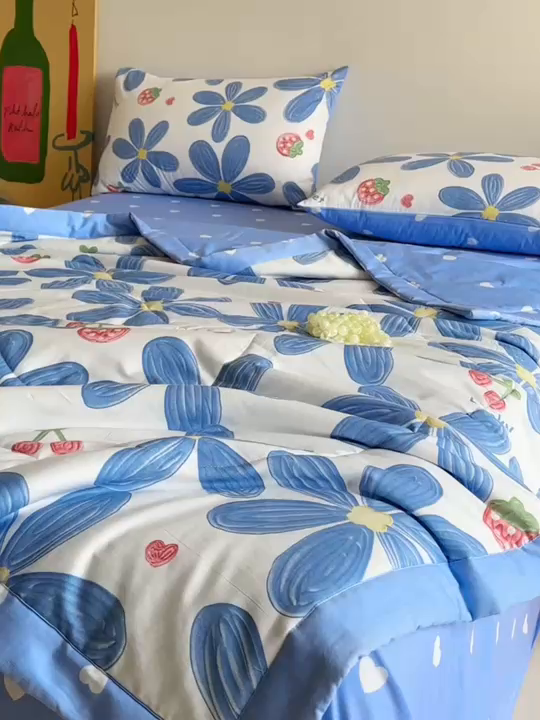 91家纺网 家纺一手货源 找家纺 宝士康家纺 2026新款10A抗菌全棉夏被四件套（床单款）小情调