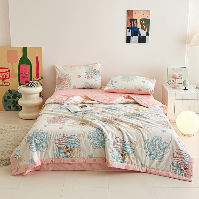 91家纺网 家纺一手货源 找家纺 宝士康家纺 2026新款10A抗菌全棉夏被四件套（床单款）缤纷