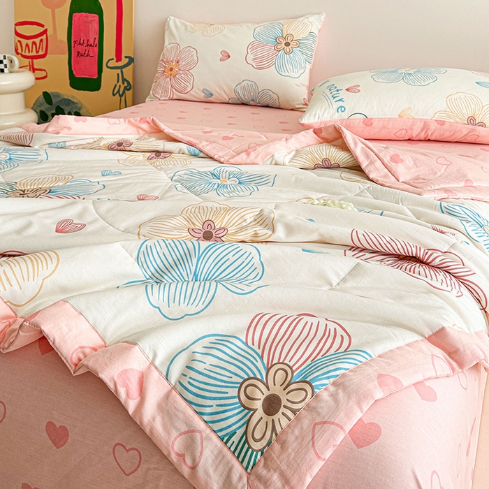 91家纺网 家纺一手货源 找家纺 宝士康家纺 2026新款10A抗菌全棉夏被四件套（床单款）缤纷