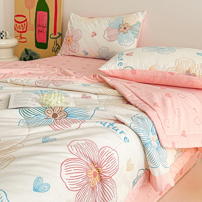 91家纺网 家纺一手货源 找家纺 宝士康家纺 2026新款10A抗菌全棉夏被四件套（床单款）缤纷