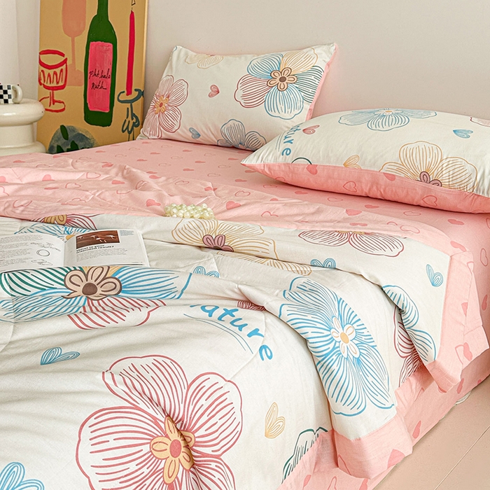 91家纺网 家纺一手货源 找家纺 宝士康家纺 2026新款10A抗菌全棉夏被四件套（床单款）缤纷