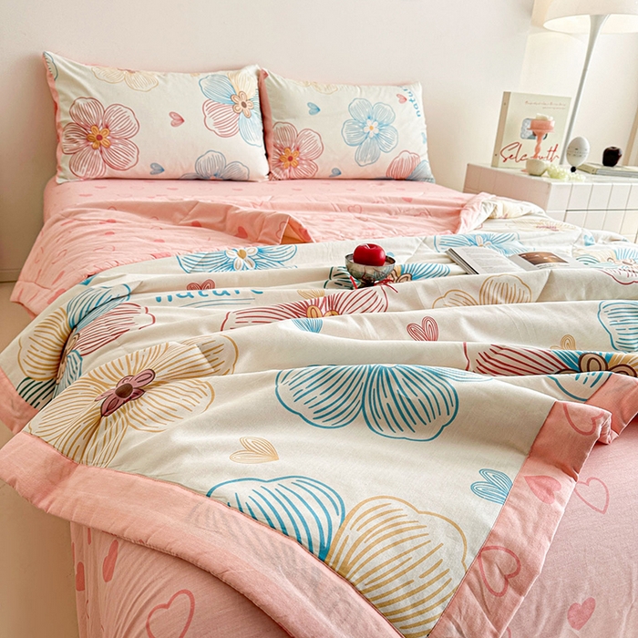 91家纺网 家纺一手货源 找家纺 宝士康家纺 2026新款10A抗菌全棉夏被四件套（床单款）缤纷