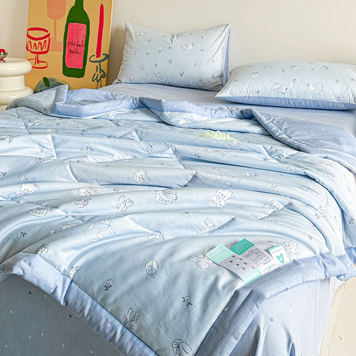 91家纺网 家纺一手货源 找家纺 宝士康家纺 2026新款10A抗菌全棉夏被四件套（床单款）布偶小熊
