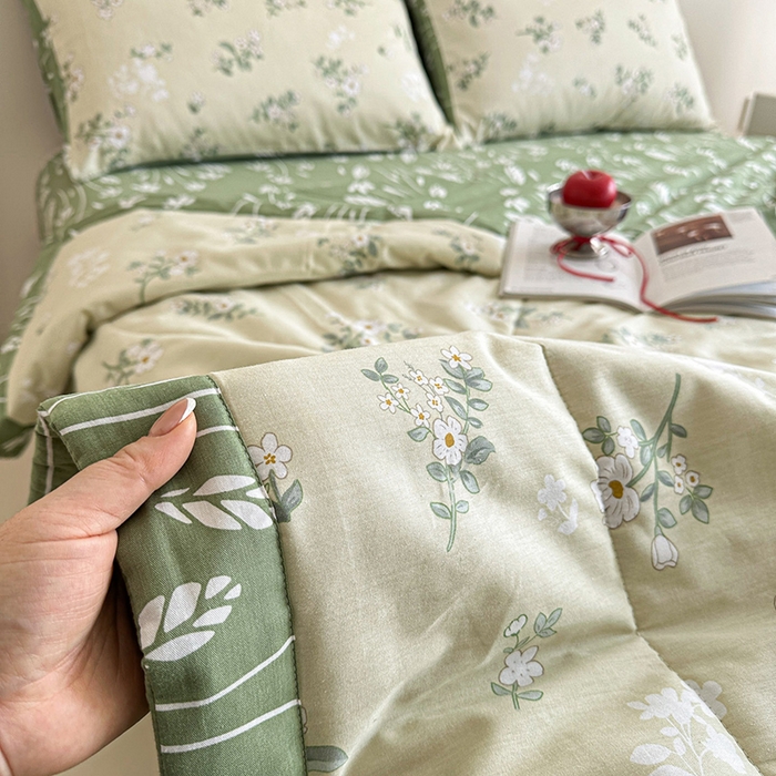 91家纺网 家纺一手货源 找家纺 宝士康家纺 2026新款10A抗菌全棉夏被四件套（床单款）茶艺