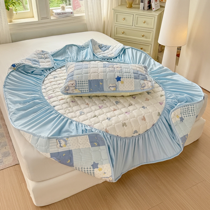 91家纺网 家纺一手货源 找家纺 （总）优品惠 2026新款A类云感双层纱防滑隔脏防水夹棉床笠单品床笠单件