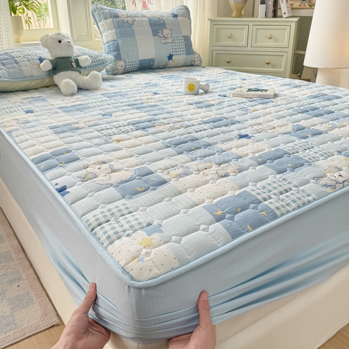 91家纺网 家纺一手货源 找家纺 （总）优品惠 2026新款A类云感双层纱防滑隔脏防水夹棉床笠单品床笠单件