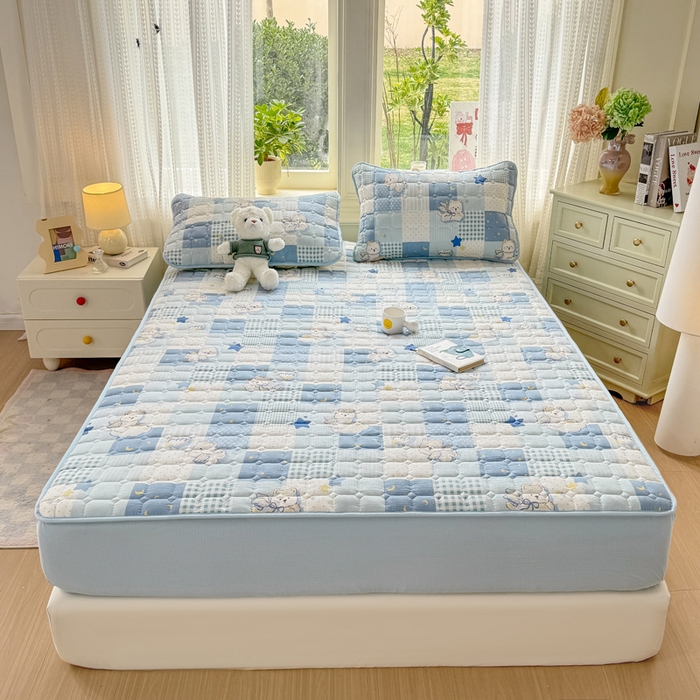 91家纺网 家纺一手货源 找家纺 （总）优品惠 2026新款A类云感双层纱防滑隔脏防水夹棉床笠单品床笠单件