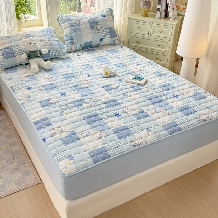 91家纺网 家纺一手货源 找家纺 （总）优品惠 2026新款A类云感双层纱防滑隔脏防水夹棉床笠单品床笠单件