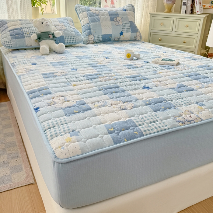 91家纺网 家纺一手货源 找家纺 （总）优品惠 2026新款A类云感双层纱防滑隔脏防水夹棉床笠单品床笠单件