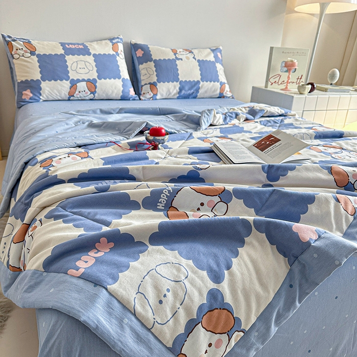 91家纺网 家纺一手货源 找家纺 宝士康家纺 2026新款10A抗菌全棉夏被四件套（床单款）嗨皮狗