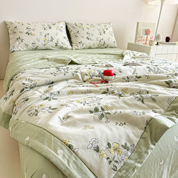 91家纺网 家纺一手货源 找家纺 宝士康家纺 2026新款10A抗菌全棉夏被四件套（床单款）花香雪