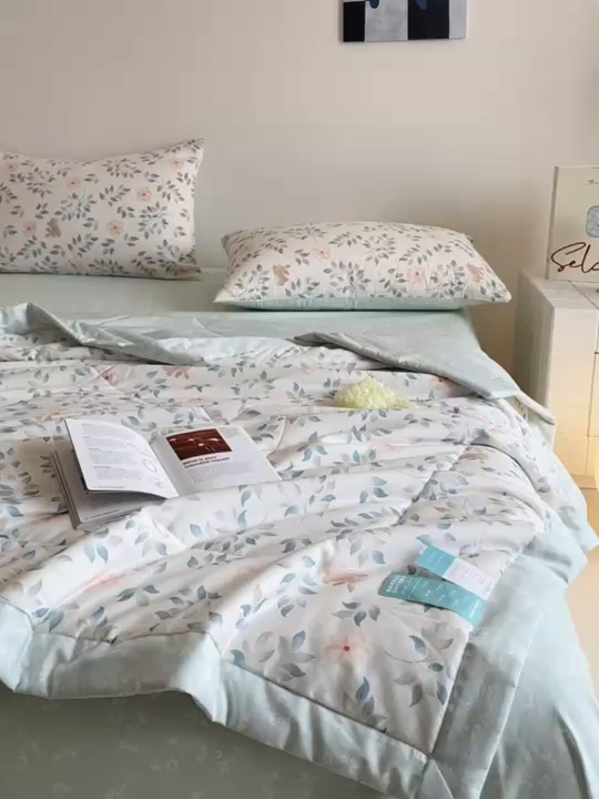 91家纺网 家纺一手货源 找家纺 宝士康家纺 2026新款10A抗菌全棉夏被四件套（床单款）沁心田园