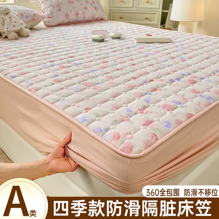 91家纺网 家纺一手货源 找家纺 （总）优品惠 2026新款A类云感双层纱防滑隔脏防水夹棉床笠单品床笠单件