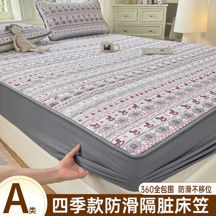 91家纺网 家纺一手货源 找家纺 （总）优品惠 2026新款A类云感双层纱防滑隔脏防水夹棉床笠单品床笠单件