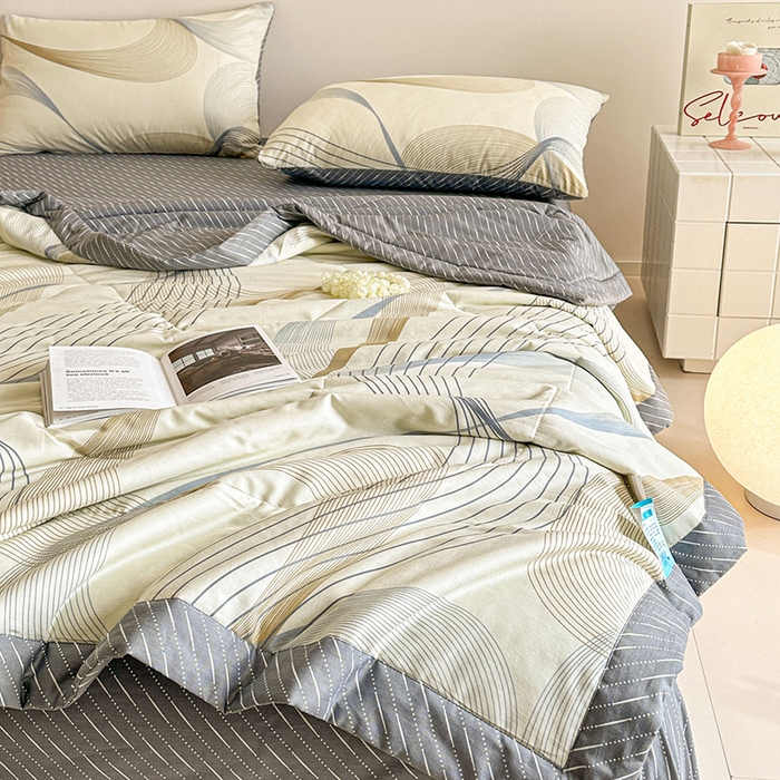 91家纺网 家纺一手货源 找家纺 宝士康家纺 2026新款10A抗菌全棉夏被四件套（床单款）名爵黄