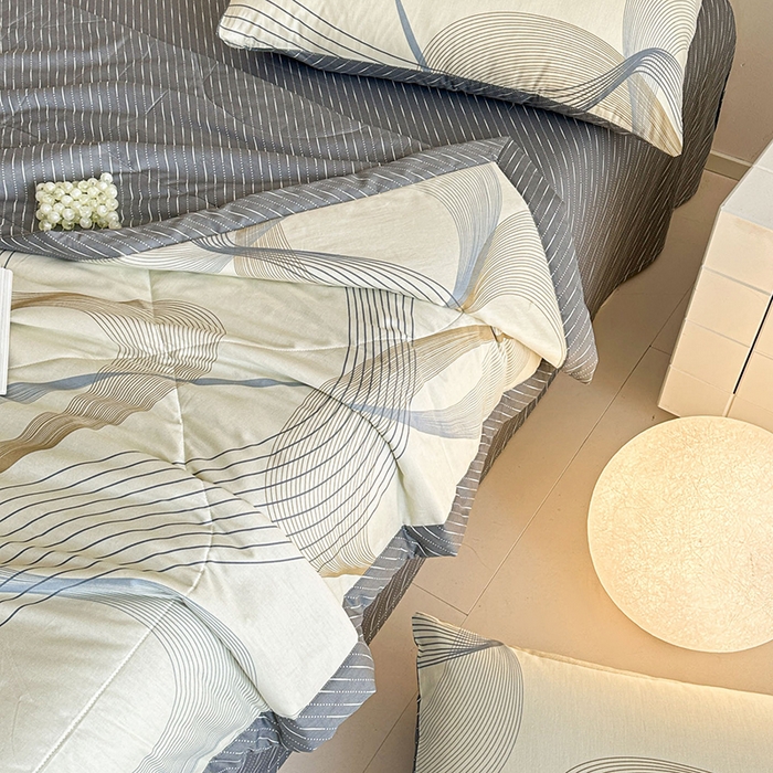 91家纺网 家纺一手货源 找家纺 宝士康家纺 2026新款10A抗菌全棉夏被四件套（床单款）名爵黄