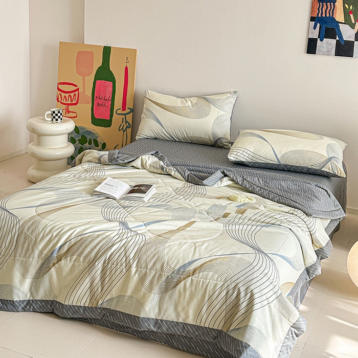 91家纺网 家纺一手货源 找家纺 宝士康家纺 2026新款10A抗菌全棉夏被四件套（床单款）名爵黄