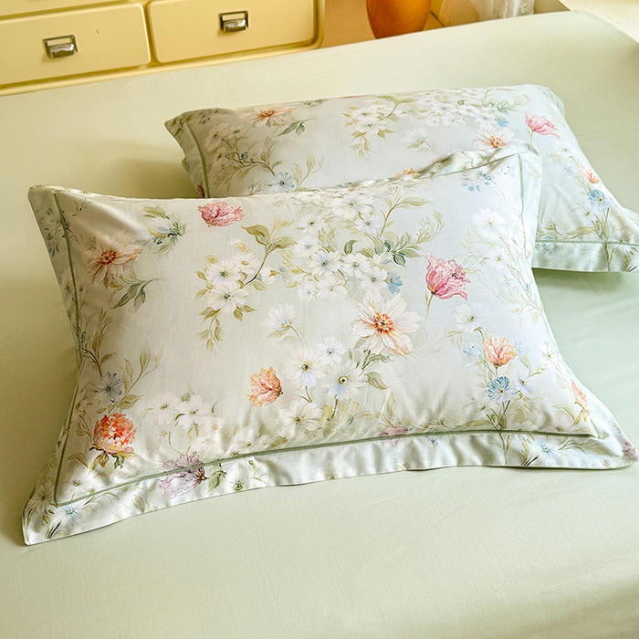 91家纺网 家纺一手货源 找家纺 巧玲珑 2026新款全棉纯棉13376数码印花四件套 明媚春晖-绿