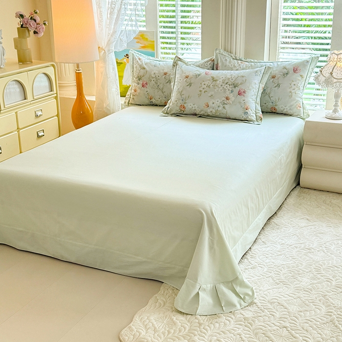 91家纺网 家纺一手货源 找家纺 巧玲珑 2026新款全棉纯棉13376数码印花四件套 明媚春晖-绿