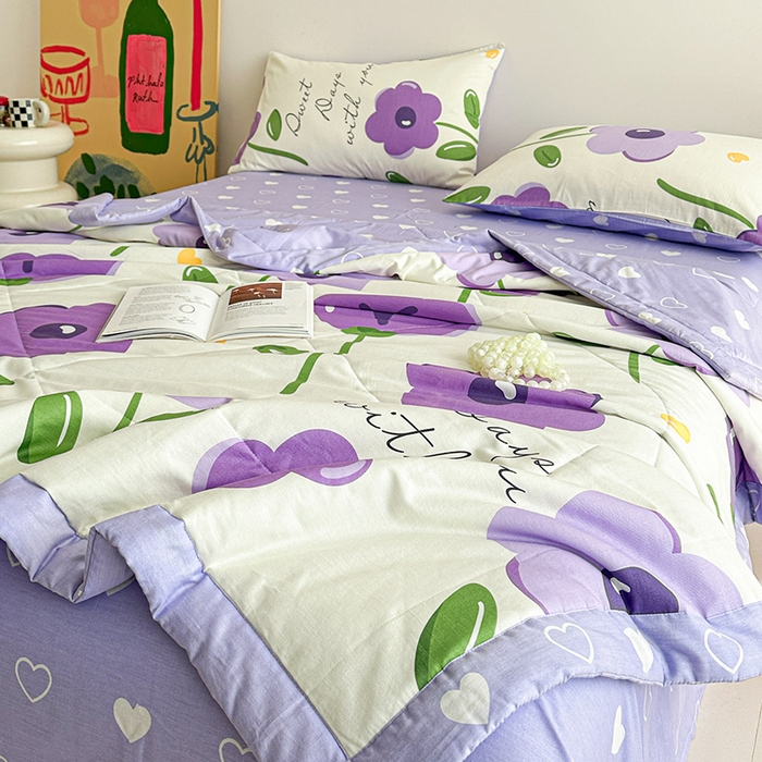 91家纺网 家纺一手货源 找家纺 宝士康家纺 2026新款10A抗菌全棉夏被四件套（床单款）幽梦紫曦