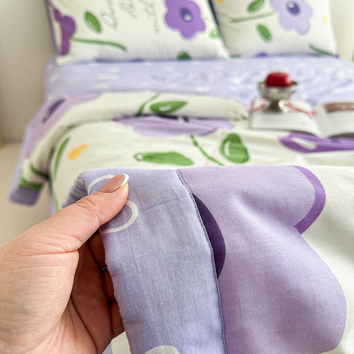 91家纺网 家纺一手货源 找家纺 宝士康家纺 2026新款10A抗菌全棉夏被四件套（床单款）幽梦紫曦