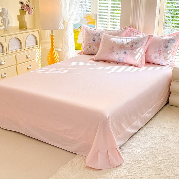 91家纺网 家纺一手货源 找家纺 巧玲珑 2026新款全棉纯棉13376数码印花四件套 绮梦芬芳-粉