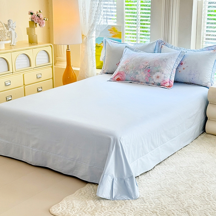 91家纺网 家纺一手货源 找家纺 巧玲珑 2026新款全棉纯棉13376数码印花四件套 素纱絮语-蓝