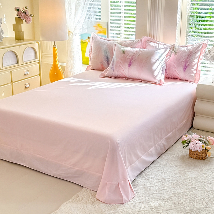 91家纺网 家纺一手货源 找家纺 巧玲珑 2026新款全棉纯棉13376数码印花四件套 穗芒漫歌-粉