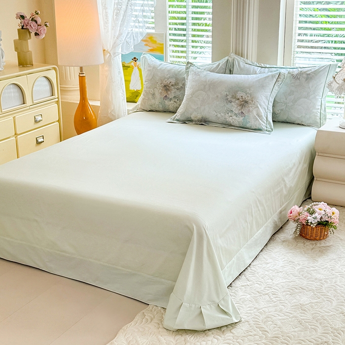 91家纺网 家纺一手货源 找家纺 巧玲珑 2026新款全棉纯棉13376数码印花四件套 晚风织梦-绿